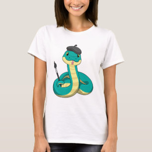 Snake as Painter with Paint brush T-Shirt