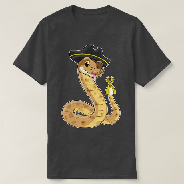 Snake as Pirate Hook hand Eye patch T-Shirt (Design Front)