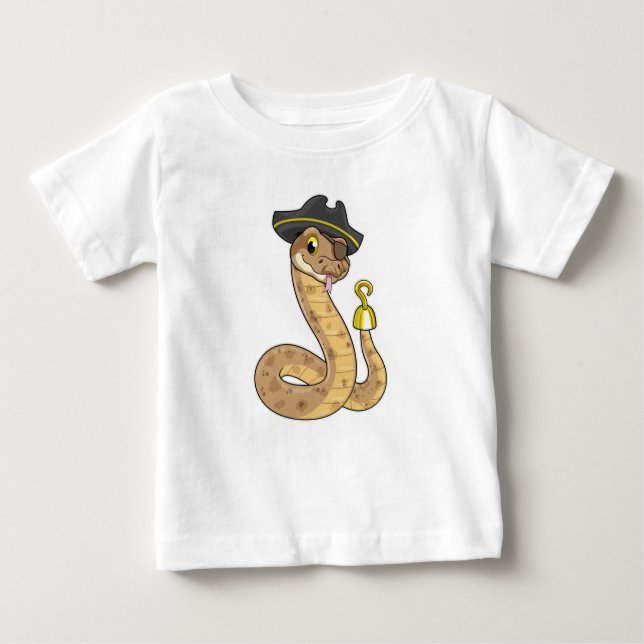 Snake as Pirate with Hook hand & Eye patch Baby T-Shirt (Front)