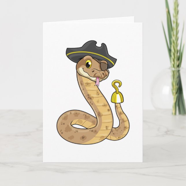 Snake as Pirate with Hook hand & Eye patch Card (Front)