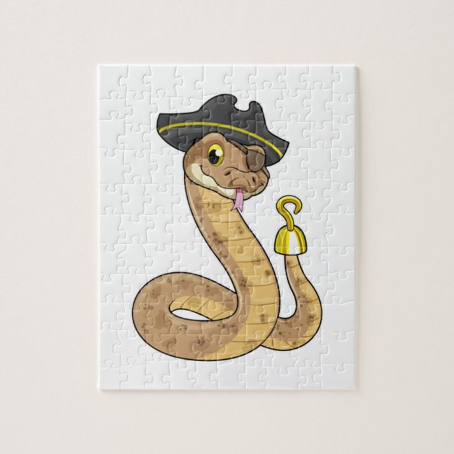 Snake as Pirate with Hook hand & Eye patch Jigsaw Puzzle (Vertical)