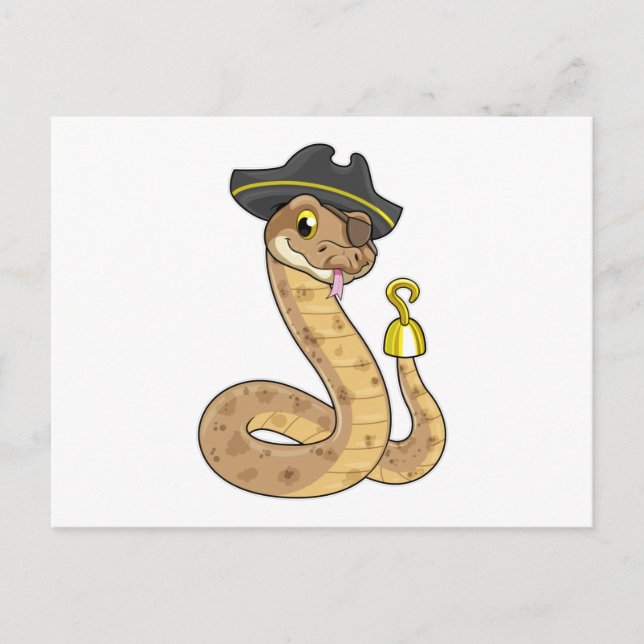 Snake as Pirate with Hook hand & Eye patch Postcard (Front)