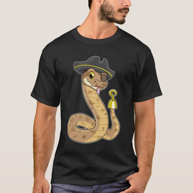 Snake as Pirate with Hook hand & Eye patch T-Shirt (Front)