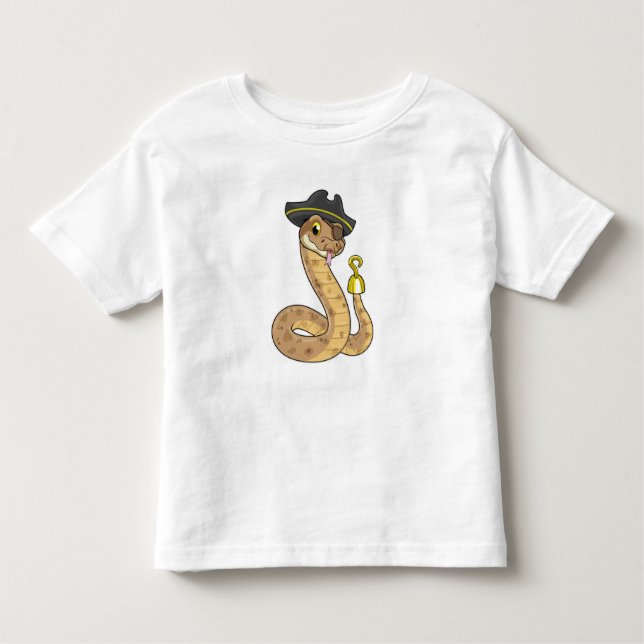 Snake as Pirate with Hook hand & Eye patch Toddler T-Shirt (Front)