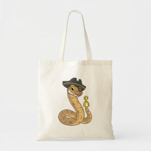 Snake as Pirate with Hook hand & Eye patch Tote Bag
