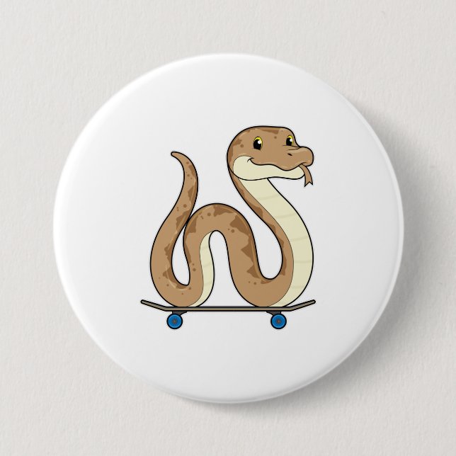Snake as Skater with Skateboard 7.5 Cm Round Badge (Front)