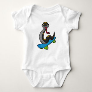 Snake as Skater with Skateboard Baby Bodysuit