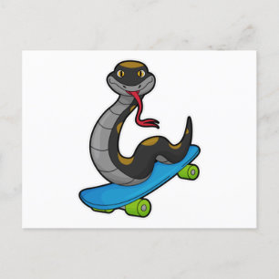Snake as Skater with Skateboard Postcard