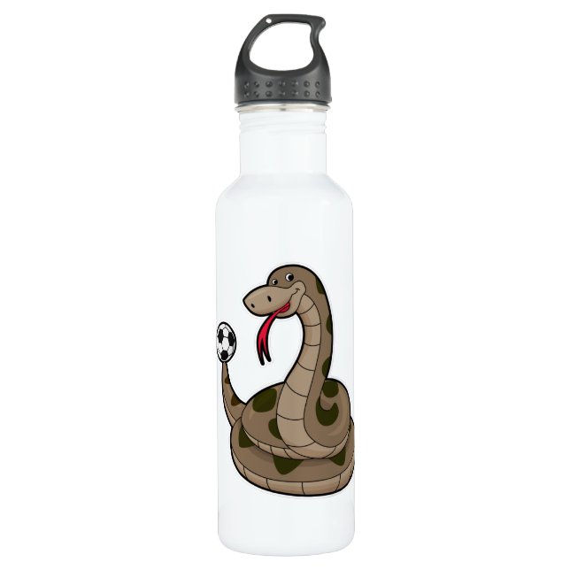 Snake as Soccer player with Soccer ball 710 Ml Water Bottle (Front)