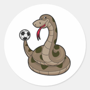 Snake as Soccer player with Soccer ball Classic Round Sticker