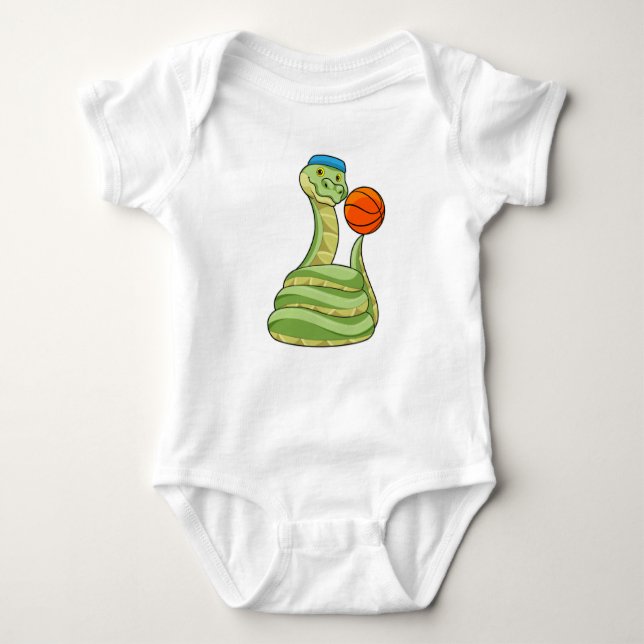 Snake at Basketball Sports Baby Bodysuit (Front)