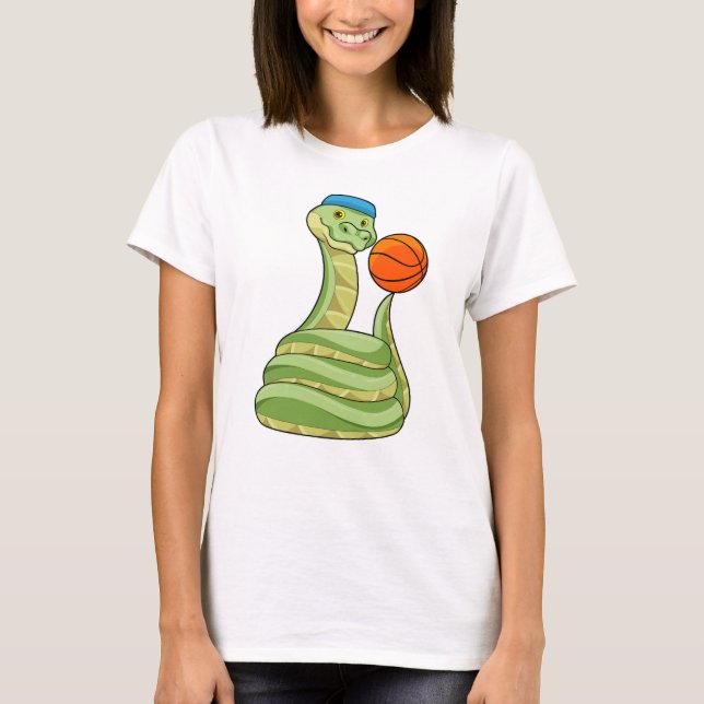 Snake at Basketball Sports T-Shirt (Front)