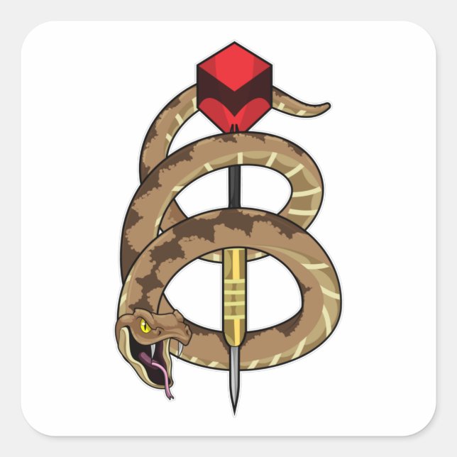 Snake at Darts with Dart Square Sticker (Front)