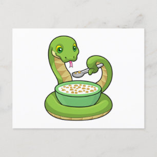 Snake at Eating with Muesli Postcard