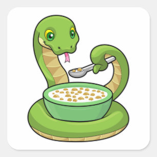 Snake at Eating with Muesli Square Sticker