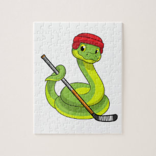 Snake at Ice hockey with Ice hockey stick Jigsaw Puzzle
