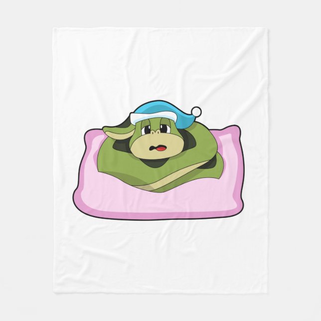 Snake at Sleeping with Nightcap Fleece Blanket (Front)