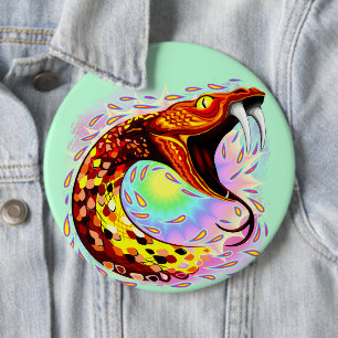 Snake Attack Psychedelic Surreal Art 6 Cm Round Badge