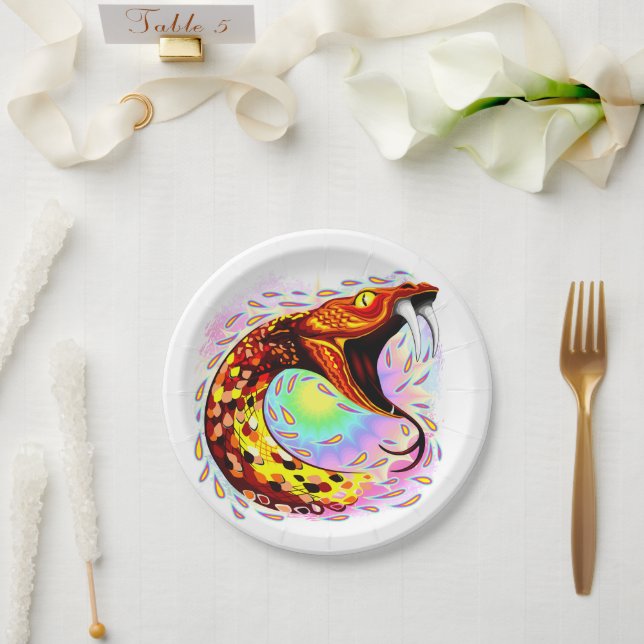 Snake Attack Psychedelic Surreal Art Paper Plate (Wedding)