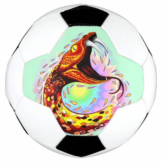 Snake Attack Psychedelic Surreal Art Soccer Ball (Front)