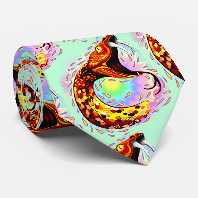 Snake Attack Psychedelic Surreal Art Tie (Rolled)