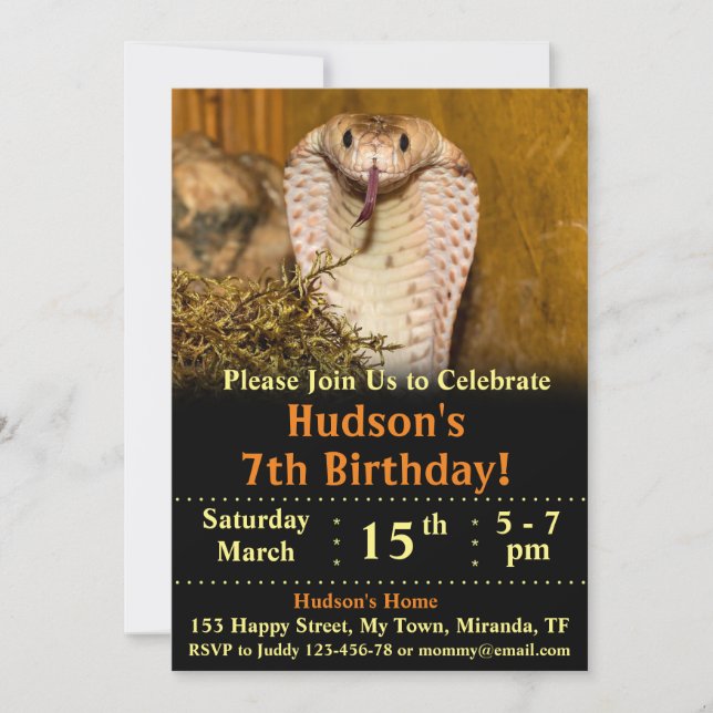 Snake birthday invitation (Front)