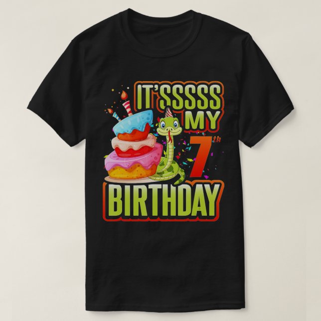 Snake Birthday Party Kids 7th Reptile Supplies Dec T-Shirt (Design Front)