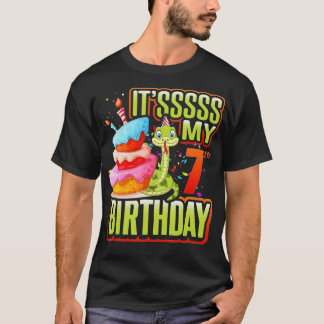 Snake Birthday Party Kids 7th Reptile Supplies Dec T-Shirt