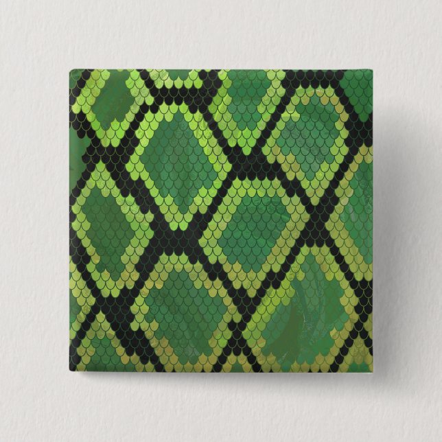 Snake Black and Green Print 15 Cm Square Badge (Front)