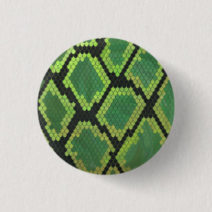 Snake Black and Green Print 3 Cm Round Badge