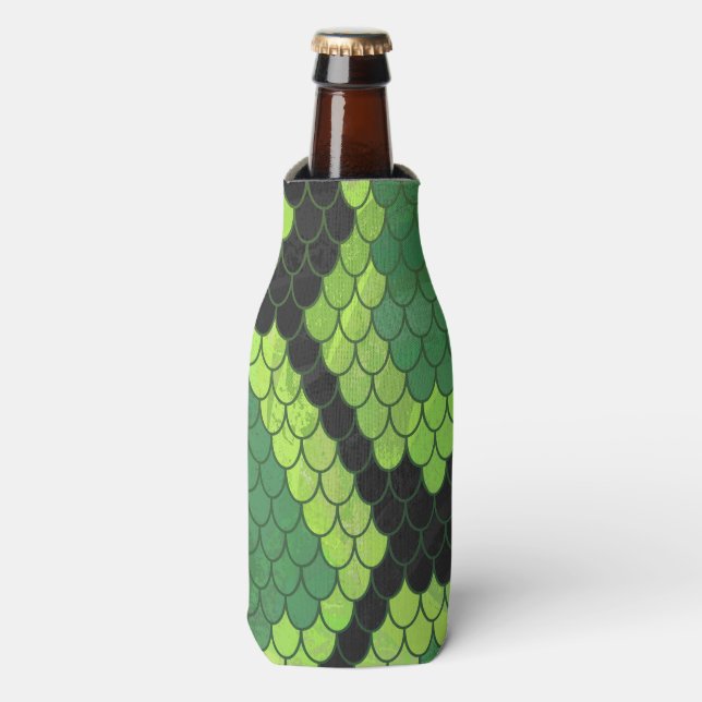 Snake Black and Green Print Bottle Cooler (Bottle Front)