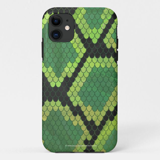 Snake Black and Green Print Case-Mate iPhone Case (Back)