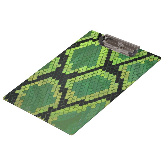 Snake Black and Green Print Clipboard (Angled)