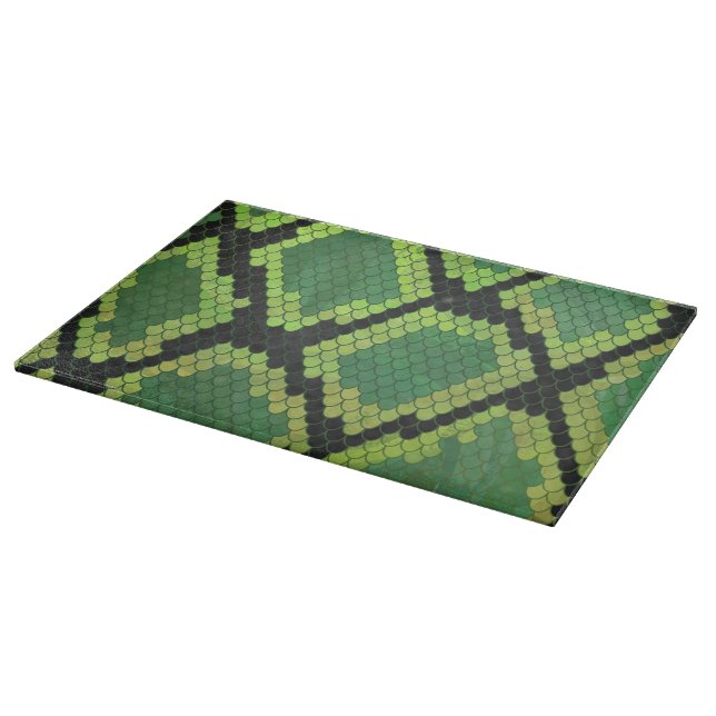 Snake Black and Green Print Cutting Board (Corner)