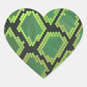 Snake Black and Green Print Heart Sticker