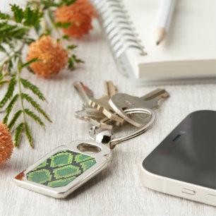 Snake Black and Green Print Key Ring