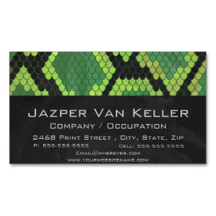 Snake Black and Green Print Magnetic Business Card