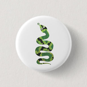 Snake Black and Green Print Silhouette 3 Cm Round Badge