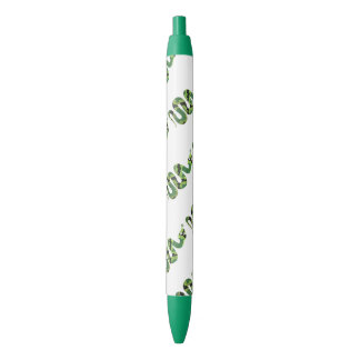 Snake Black and Green Print Silhouette Black Ink Pen