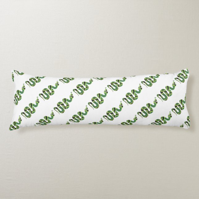Snake Black and Green Print Silhouette Body Cushion (Front)