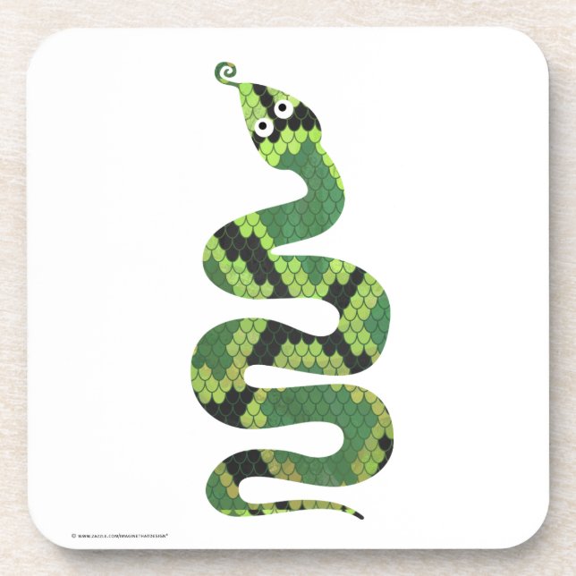 Snake Black and Green Print Silhouette Coaster (Front)