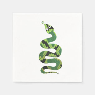 Snake Black and Green Print Silhouette Napkin
