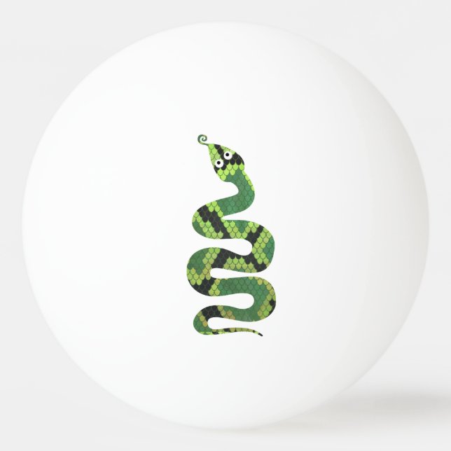 Snake Black and Green Print Silhouette Ping Pong Ball (Front)