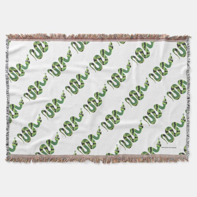 Snake Black and Green Print Silhouette Throw Blanket (Front)