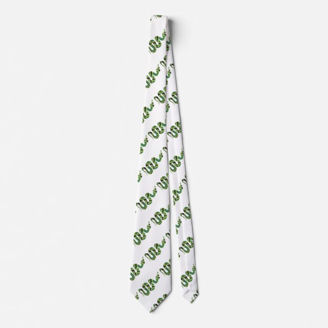 Snake Black and Green Print Silhouette Tie (Front)