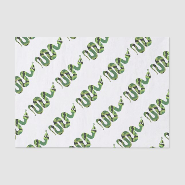 Snake Black and Green Print Silhouette Tissue Paper (Front)
