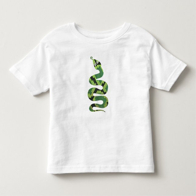 Snake Black and Green Print Silhouette Toddler T-Shirt (Front)