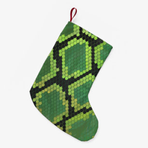 Snake Black and Green Print Small Christmas Stocking