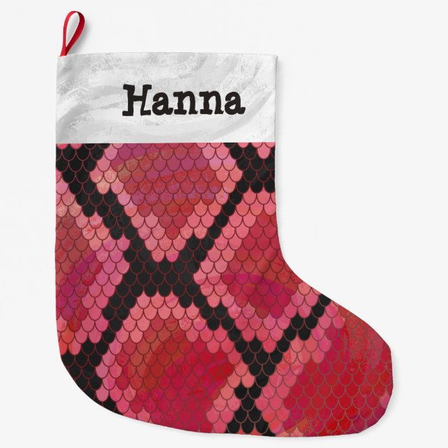 Snake Black and Red Large Christmas Stocking (Front)