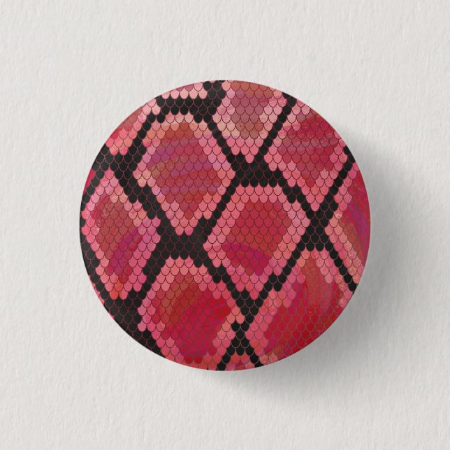 Snake Black and Red Print 3 Cm Round Badge (Front)